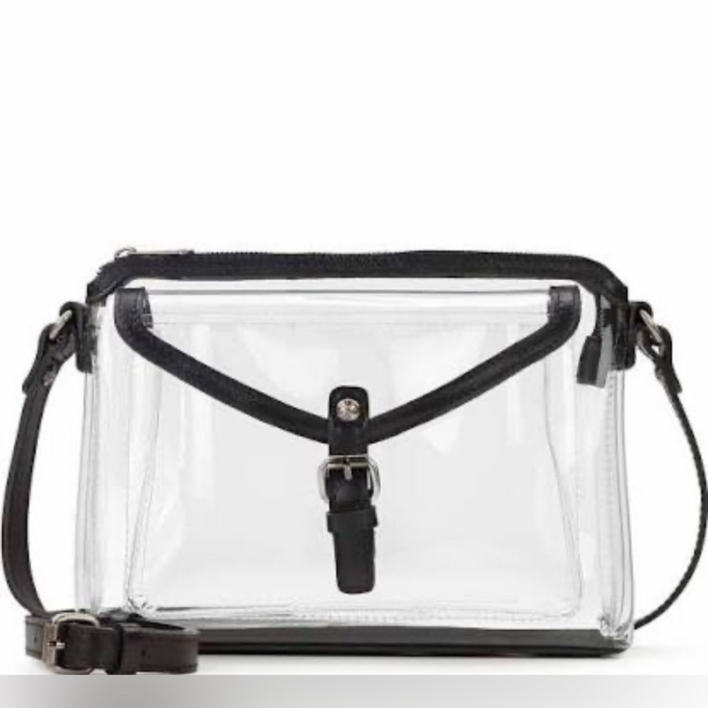 NWT Patricia Nash Avellino Clear Crossbody with Black Leather Trim with dust bag